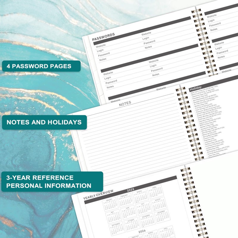 BooQool 2025-2027 Monthly Planner/Calendar - Jul. 2025 - Jun. 2027, 9"" x 11"", 2025-2027 Calendar Spiral Bound, 2 Year Monthly Planner with Tabs - Image 5